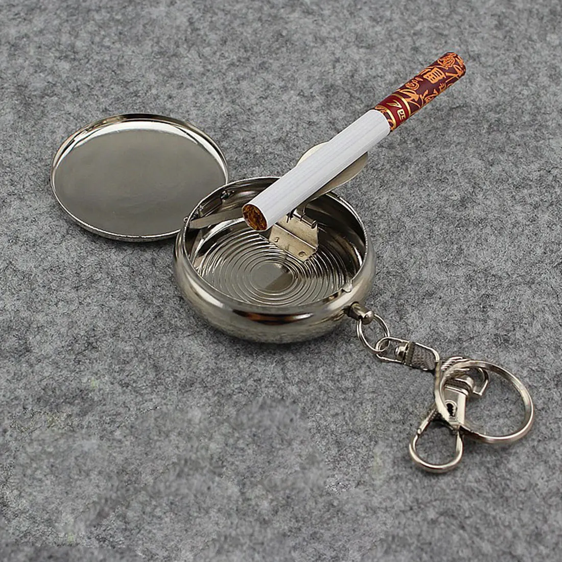 Высокое качество на открытом воздухе круглая для сигарет брелок переносные пепельницы из нержавеющей стали карманная пепельница