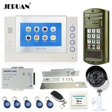 JERUAN 7 INCH TOUCH Screen LCD Video Door Phone Record Intercom System kit+Waterproof Password HD Mini Camera +Analog Camera