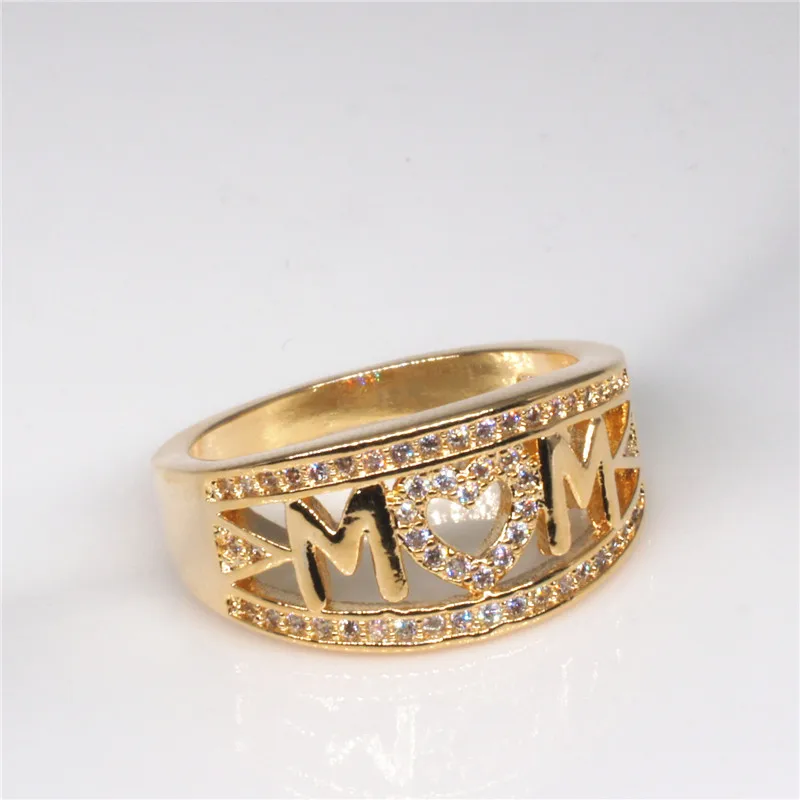 Mostyle Love Mom розовое золото цвет кольца для женщин Блестящий Циркон Ювелирное кольцо со стразами День матери подарок на день рождения