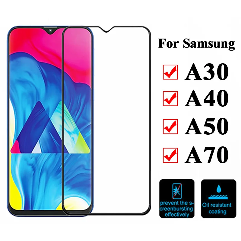 Защитное стекло для samsung Galaxy A70 чехол полное покрытие для samsung A70 A30 A40 A50 закаленное стекло Sansung Sumsung Galax