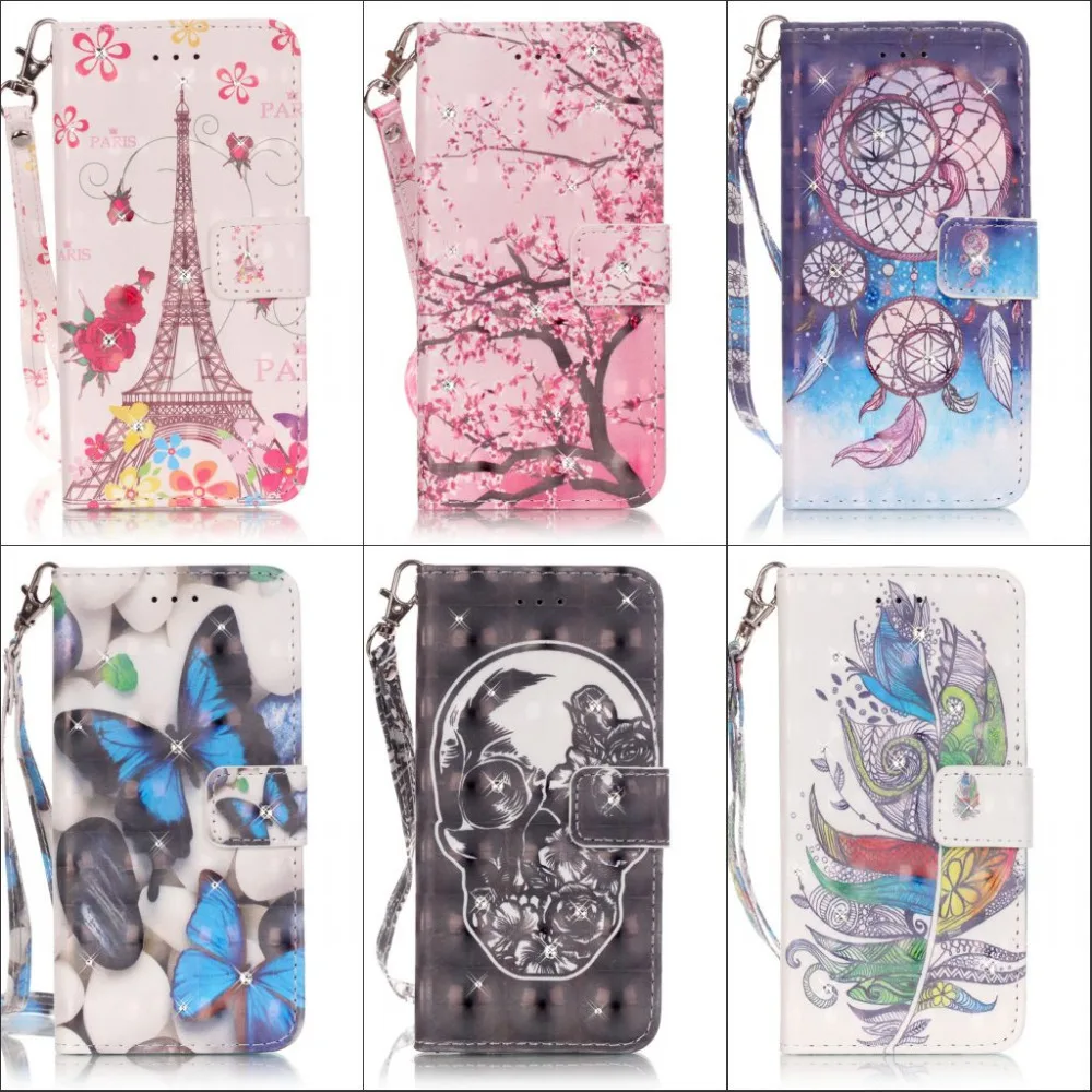 

Luxury Diamond fashion cartoon owl wallet card pu leather Stand cover Case For Samsung Galaxy S6 edge plus s6 with lanyard