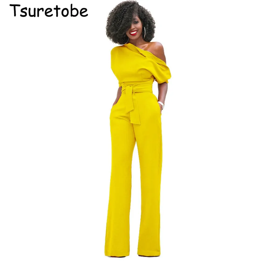 Женские комбинезоны с открытыми плечами Tsuretobe элегантные большого размера