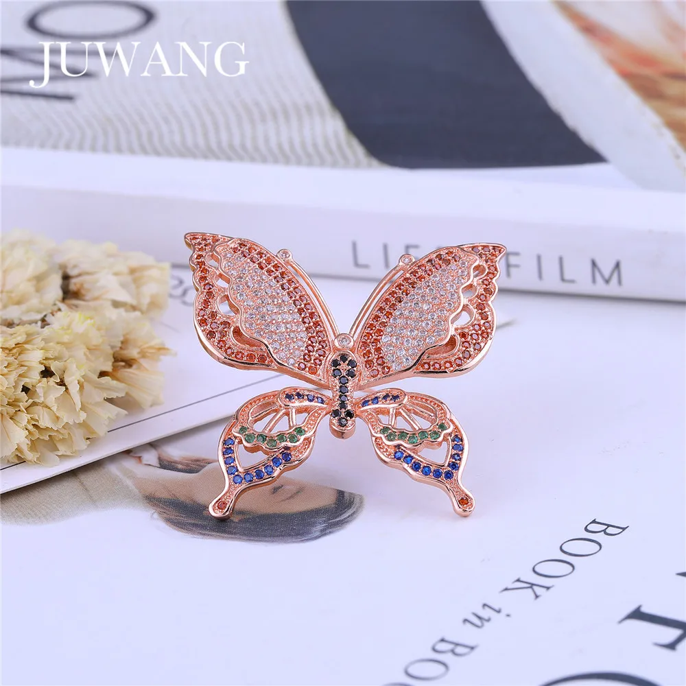 Бренд JUWANG, модные женские броши с бабочками, стразы смешанных цветов хиджаб с кристаллами, булавки и броши