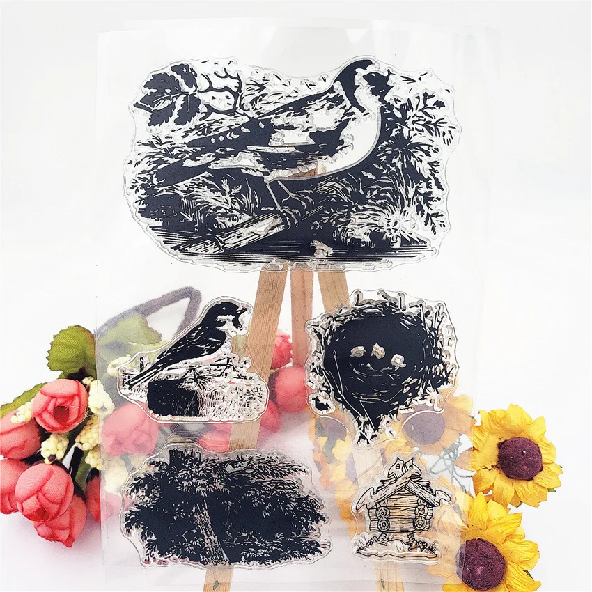 

JC Clear Rubber Stamps for Scrapbooking Birds Sheet Silicone Seals Craft Stencil Album Stamps Paper Card Making Template Stamp