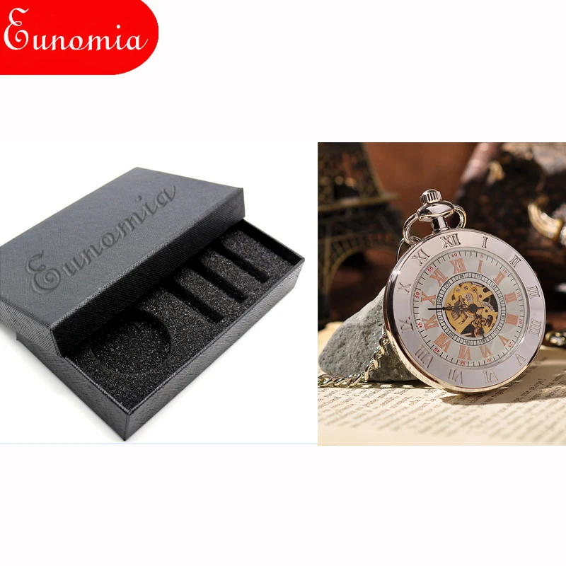 Deluxe Silver Roman Dial Mechanical Pocket Watch High Quality Hand Wind