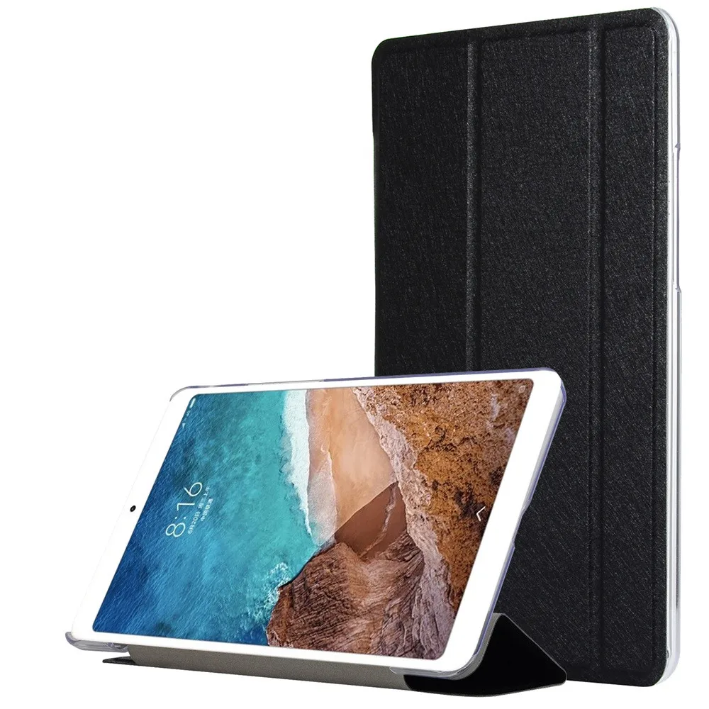 

Tablet Case For Xiaomi Mi Pad 4 Protective Case Ultra-thin Silk Leather Case Clear PC Back Cover Stand For Xiaomi Mi Pad 4