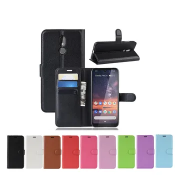 

100pcs/lot PU leather Flip Wallet Litchi Pattern Phone Case For Nokia 3.2 Lychee Grain Cover