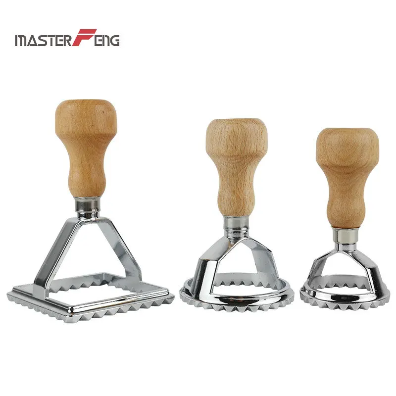 

Set of 3 Ravioli Stamp Set Classical Ravioli Cutter Maker With Wood Handle Pasta Mold Cutter Tool Ravioli Stamp