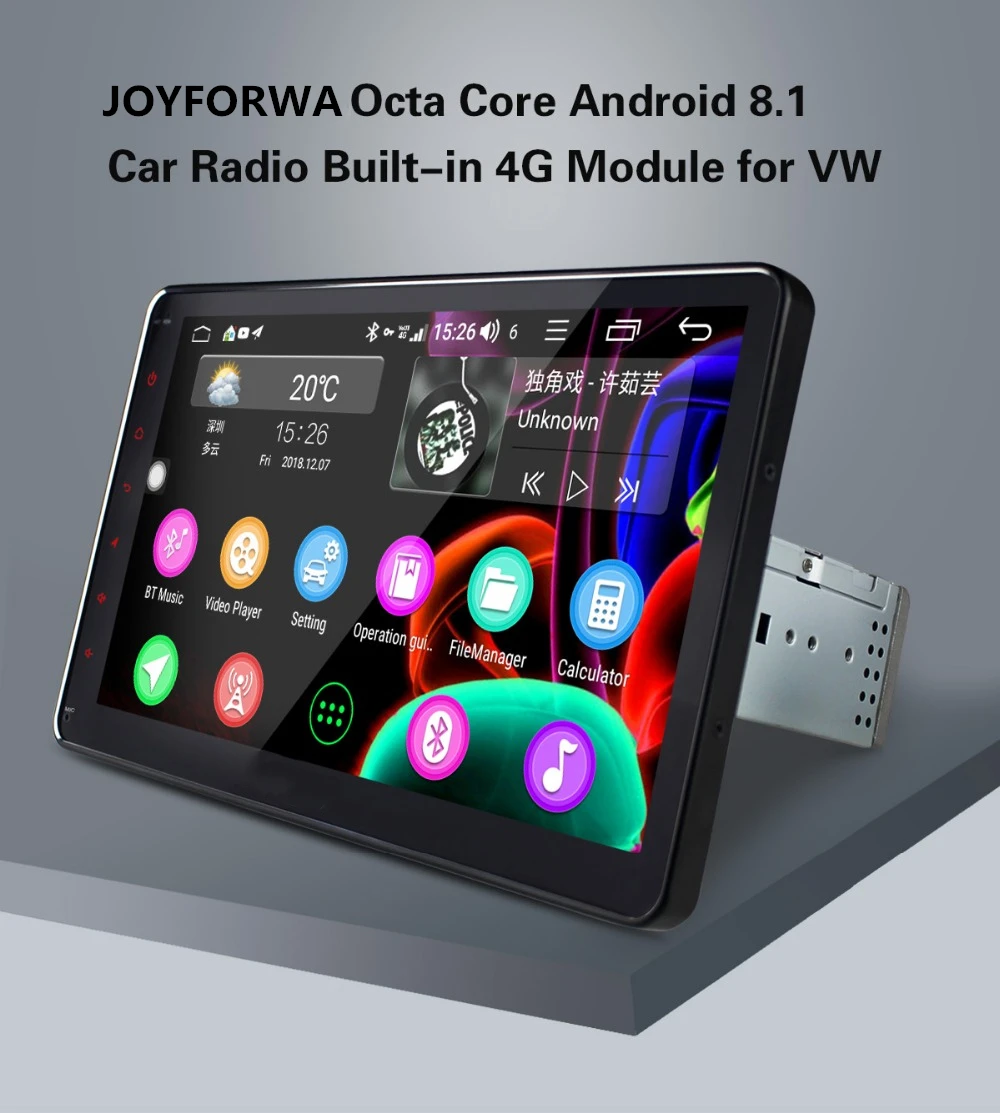 Best 10.1" 1Din 1280*720 Android 8.1 Car Stereo Radio Multimedia Player for Volkswagen/Skoda/Seat DSP GPS Zlink Subwoofer DVR OBD DAB 3