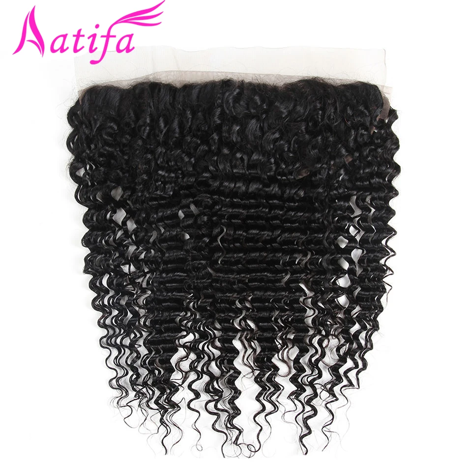 Brazilian Deep Wave Hair Lace Frontal Closure 13X4 From Ear To Ear Remy Human Hair Lace Frontal 130% Density Swiss Lace Closure