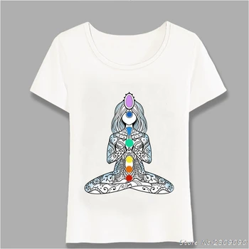 

Popular Yo Ga Pose Om Chakras Mindfulness Meditation Zen Art T-Shirt Summer Women t-shirt Casual Girl Tops Fashion Tees Harajuku