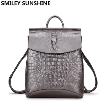 

2018 Silverr Women Genuine Leather Backpacks for Teenage Girls High Quality Back Pack Female Shoulder Bags Schoolbag mochila