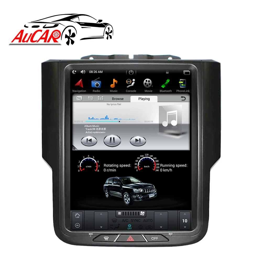 Discount Android 6.0 Tesla Style 10.4" Car DVD Player for Dodge RAM GPS System Audio 2014 - Bluetooth Radio WIFI 4G Vertical Stereo IPS 1