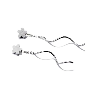 

Simple Fashion 925 Sterling Silver Tassel Long Flower Heart Drop Earrings Ear Line Women Jewelry boucle d'oreille a108