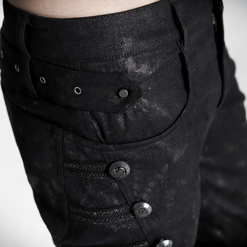 Панк рейв мужские s брюки стимпанк черные заклепки хлопок мужские брюки уличный стиль весна осень Фитнес прямые мужские брюки-карандаш хип-хоп