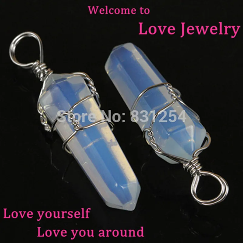 

1pc Fashion Natural Moonstone Quartz Opal Crystal Druzy Hexagon Sterling Sliver Plated Color Wire Blue Ray Gem Stone Pendant