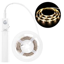 Светодиодный, беспроводной, светодиодный, для шкафа, 1 м, батарейный блок, датчик тела, полоса, домашний коридор, освещение для ванной комнаты