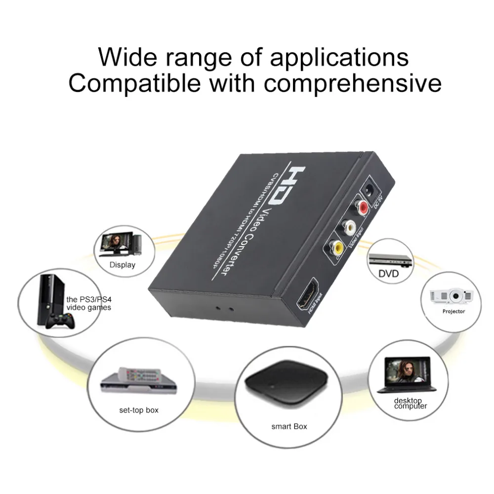 

Professional General-Purpose HD Vedio Converter AV HDMI to HDMI Audio Video Converter Black UK Plug for DVD Set-top Box Hot