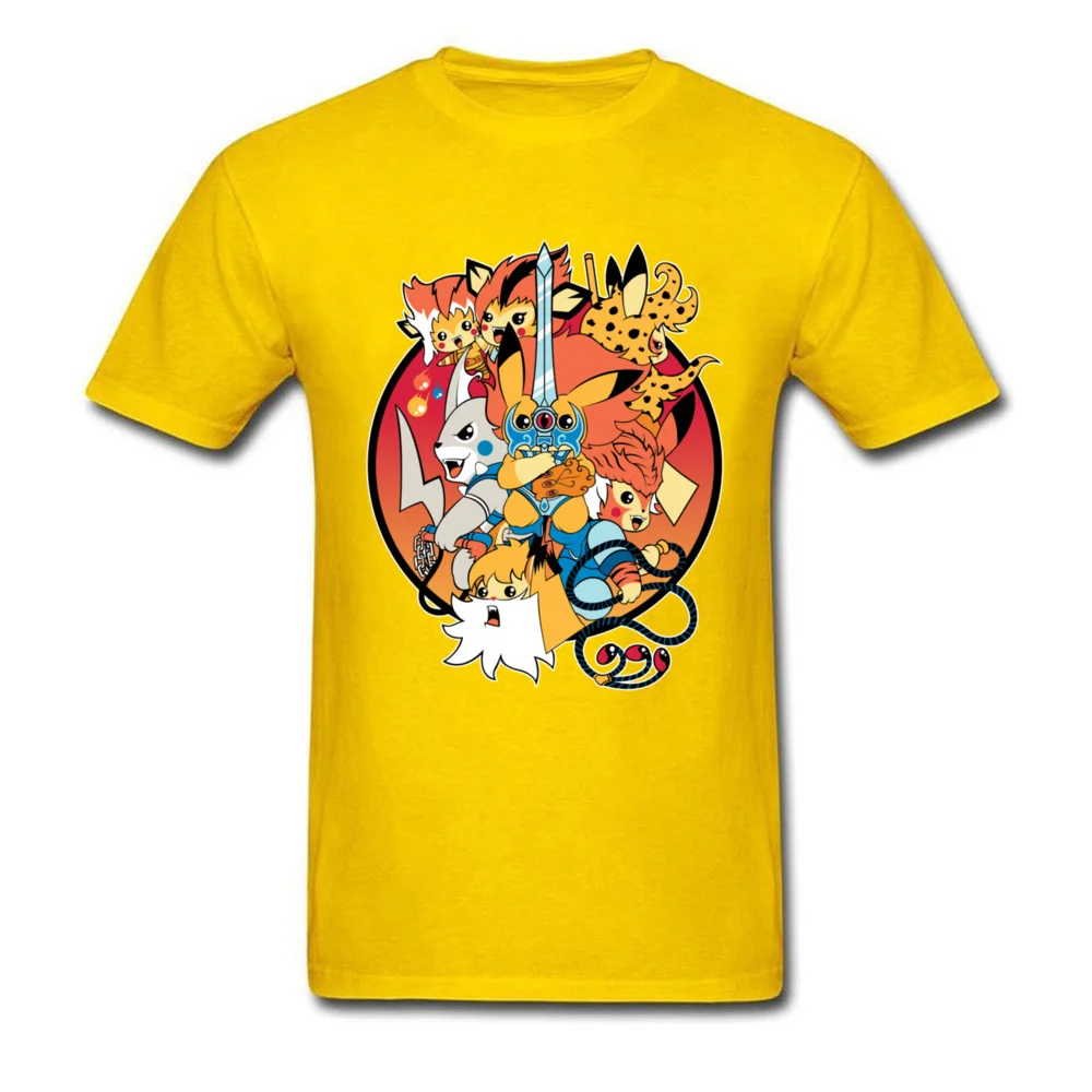 Lasting Charm Thundermice Hooooo Pokemon Sports T Shirt Men Pocket Monster Anime Tshirt Hip Hop Loose Streetwear - Color: Yellow