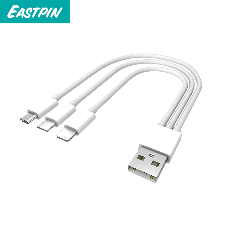 

Eastpin Multi Charger Universal 3 in 1 Multiple USB Charging Cable Cord Adapter with 8Pin Plug/USB Type C/Micro USB Connector