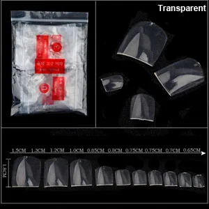500 шт./упак. квадратные Ложные носок акриловые УФ-гель, ногти для ног "францзуский маникюр" накладные ногти искусственный Полное для Неил арта украшения для кончиков ногтей DIY педикюр для французского маникюра - Цвет: Transparent