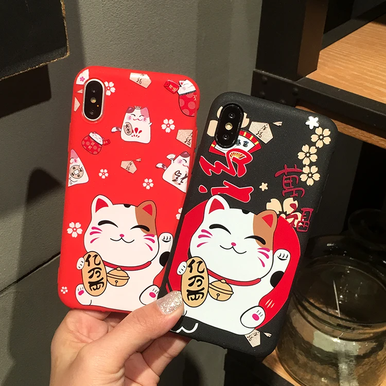 Чехол для iPhone 11 Pro Max Cute Fortune Cat, чехол на заднюю панель для iPhone X XS Max XR 6 7 8plus Maneki Neko Shell+ ремни