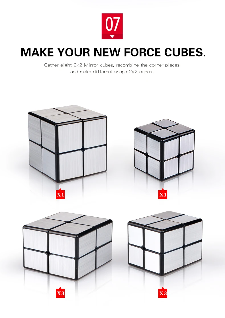 Diascubes QiYi зеркало 2x2 волшебный куб головоломка скорость волшебный куб Золотой/Серебряный наклейки в форме Куба Игрушки для детей