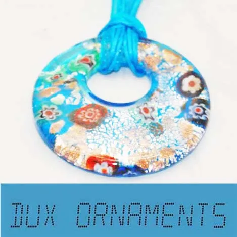 

Wholesale Murano Glass Pendants jewelry Ocean blue Millefiori gold on 3d Flower Round Shape Murano Glass Necklace MIX 120pcs/lot