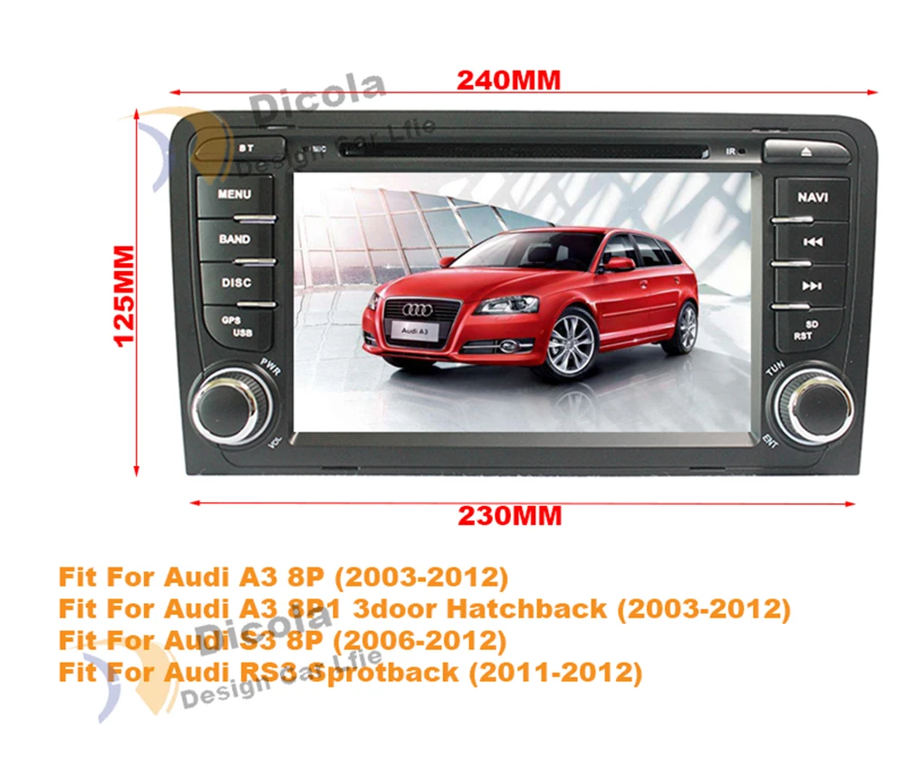 Cheap Car Multimedia Player Android 9.1 GPS 2 Din Car DVD Player For Audi A3/S3 2003-2011 Canbus 2GB RAM 32GB ROM wifi 4G Radio FM 0