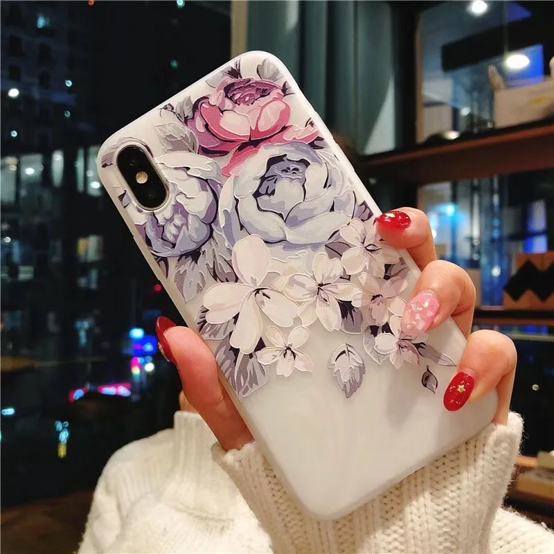 Lovebay чехол для телефона для iPhone 11 Pro 6 6S 7 8 Plus X XR XS Max 3D Рельефный цветок Фламинго лист арбуз Мягкий ТПУ для iPhone XR - Цвет: T24