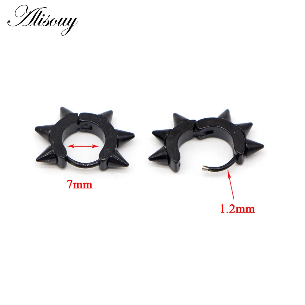 7mm Black Alisouy 2 шт. черные готические панк серьги-гвоздики для женщин мужчин 316L нержавеющая сталь заклепки серьги с шипами рок вечерние ювелирные изделия - Окраска металла: 7mm Black