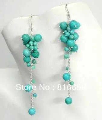 

Free shipping@@Beautiful turquoise grape dangle earring pair