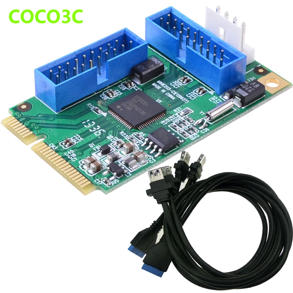 Pci-e para Duplo Cabo de Derramamento Pcie para 4 Encabeçamento + 19 Encabeçamento para 2 Mini Portas Adaptador 19pin p Fêmea Usb3.0 Usb 3.0