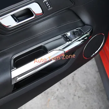 

For Left Hand Drive 2*ABS Matted/Blue/Red/Bright Inner Power window Switch Cover Trim for Ford Mustang 2015-2017