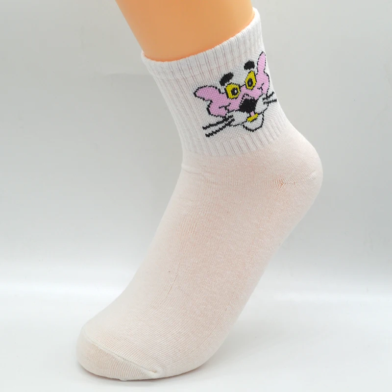 1 Pair Cute Cartoon Animals Women Socks White/Pink/Grey Cotton Harajuku Kawaii Fashion Girls Short Funny Socks