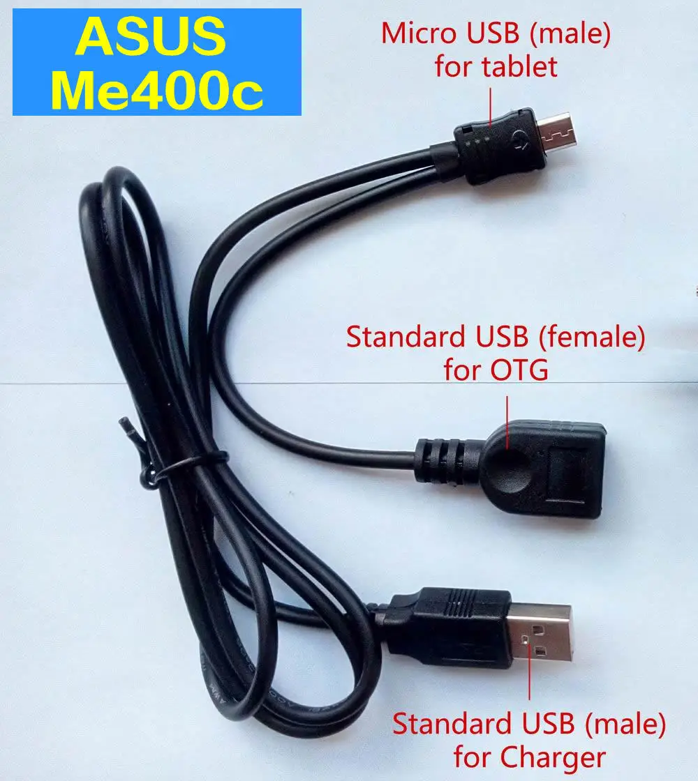 (Exclusive) OTG Charging Cable for Asus Me400c, Micro USB Host OTG Cable and Charging for Tablet