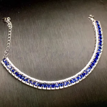 

Sapphire bracelet Free shipping Real and natural blue sapphire 0.35ct*40pcs gems Fine jewelry For men or women #XY180922002