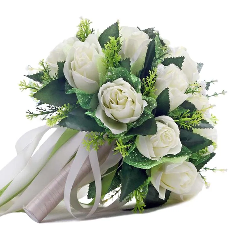 Молочно-белый свадебный букет ручной работы искусственный цветок «Роза» Свадебный букет