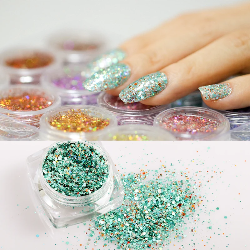 

Holographic Diamond Platinum DIY Nail Flakes Dust Manicure Laser Silver Glitter Sequins Nail Art Decorations