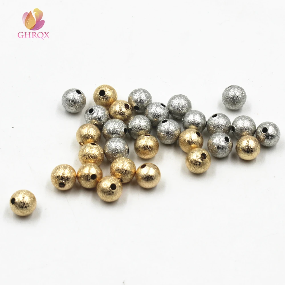 

Gold Silver Color Alloy Frosted beads Space Loose Beads 2mm hole DIY Beads Bracelet making 6mm/8mm/10mm