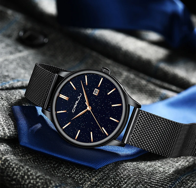 Crrju Men Watch Top Luxury Brand Date Business Starry Sky Mens Watches Stainless Steel Man Wrist Watches reloj hombre 2019 (14)