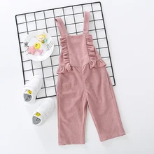 Горячее предложение! Распродажа!, Весна-лето, милые свободные штаны с деревянными ушками для маленьких девочек, кружевные комбинезоны