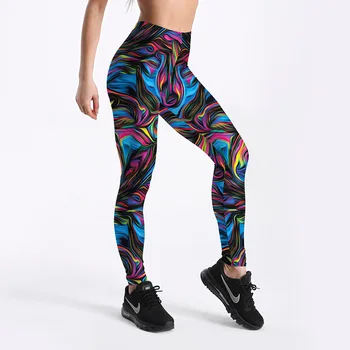 

Qickitout New Fashion Women Leggings Floral Petal Digital Color Printed Leggings Sexy Workout Fitness Pants Casual Streetwears
