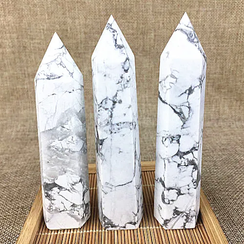 

1PC Natural howlite obelisk quartz crystal wand point healing 60-70mm