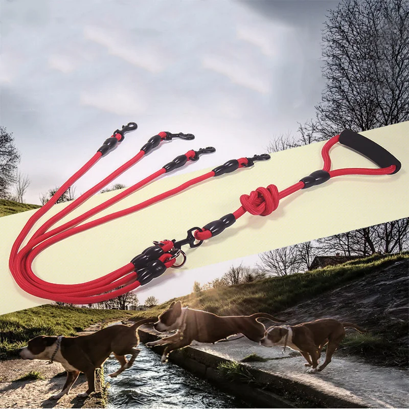 Nylon Two Three four large dogs Leash Detachable big Dog traction rope