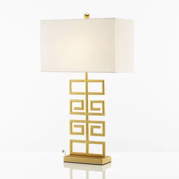 

Modern New Chinese Fabric Gold Table Lamps Bar Coffee Bedside Bedroom Hotel Engineering Decoration Lighting Fixture
