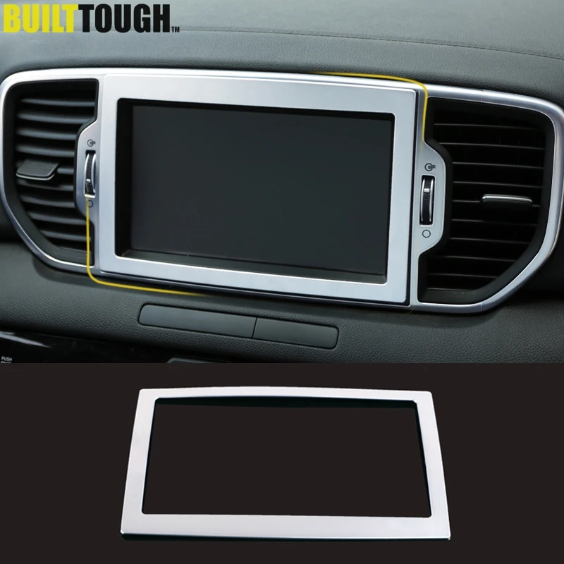 

For Kia Sportage QL 2017 - 2020 Chrome Center Console Dashboard Navi Screen Panel Cover Trim Bezel Frame Garnish Car Styling