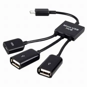 

Micro USB Hub 3 Port to 1 OTG Dual Retractable Micro USB Host OTG Hub Adapter Cable
