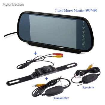 

wireless 2.4G Car backup Night vision Rear View Camera + 800*480 7 inch TFT LCD Color Screen 7 inch Car Mirror Monitor Rearview