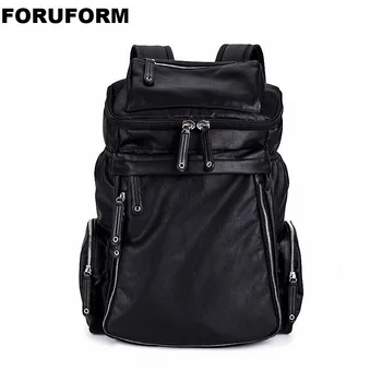 

Waterproof Backpacks Men Leather School Backpack Bag for College Teenager Simple Design Men Casual Daypacks Mochila Male LI-2424